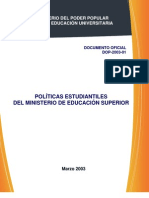 Políticas Estudiantiles Del Ministerio de Educacion Superior