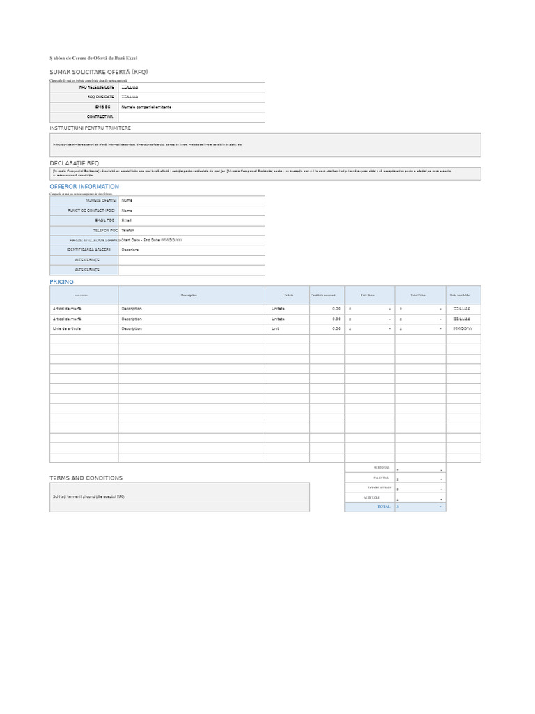 IC Excel Basic RFQ Template 12099 - 1 | PDF