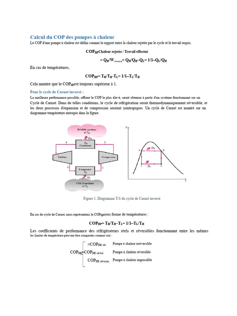 Calcul du COP des pompes à chaleur | PDF | Chaleur | Pompe à chaleur