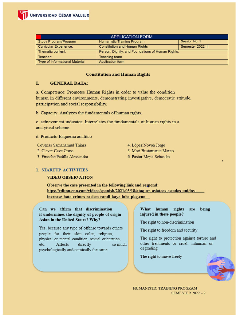 Application Form 01 - Group 6 | PDF | Human Rights | Dignity