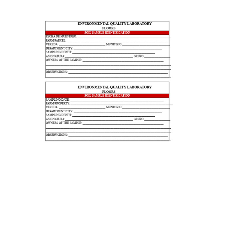 Soil Sample Identification Form | PDF