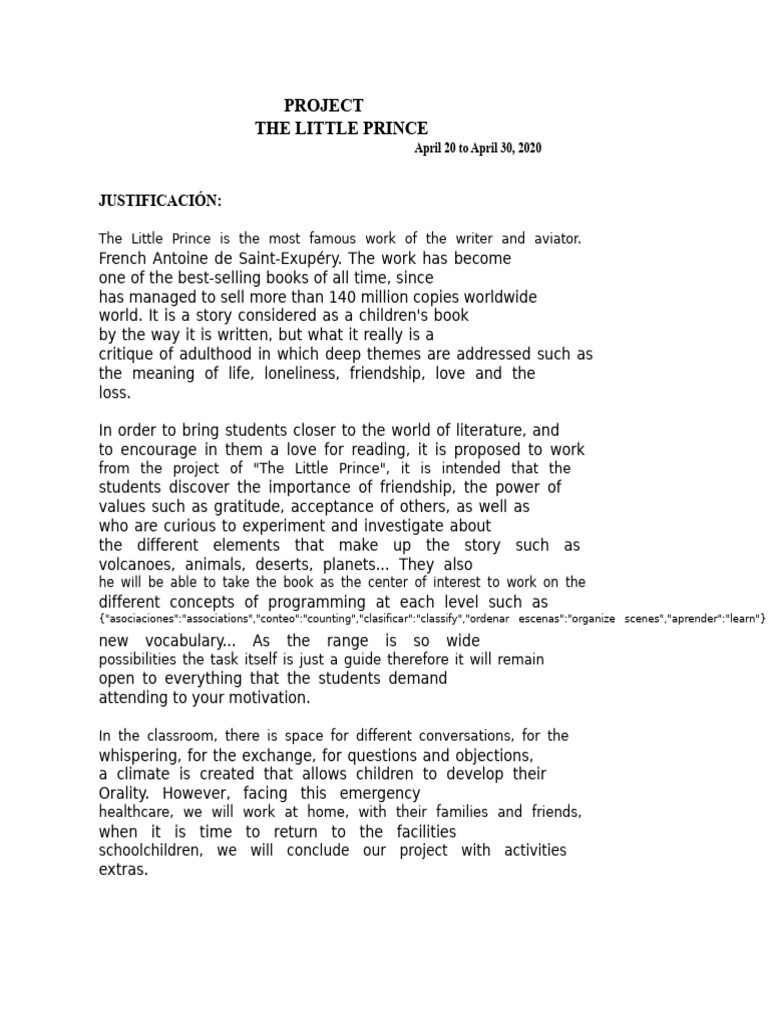 The Little Prince Educational Project | PDF | The Little Prince ...