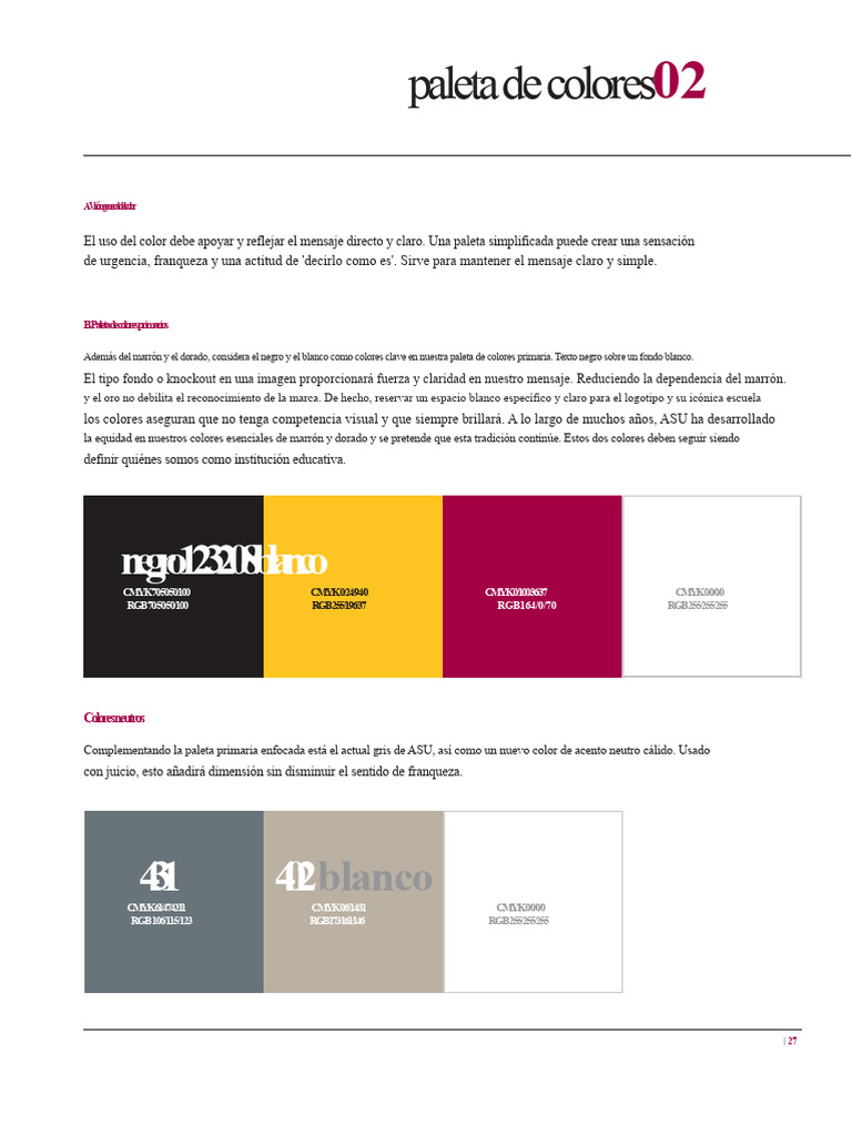 Paleta de colores para ASU: Guía esencial | PDF | Color | Visión