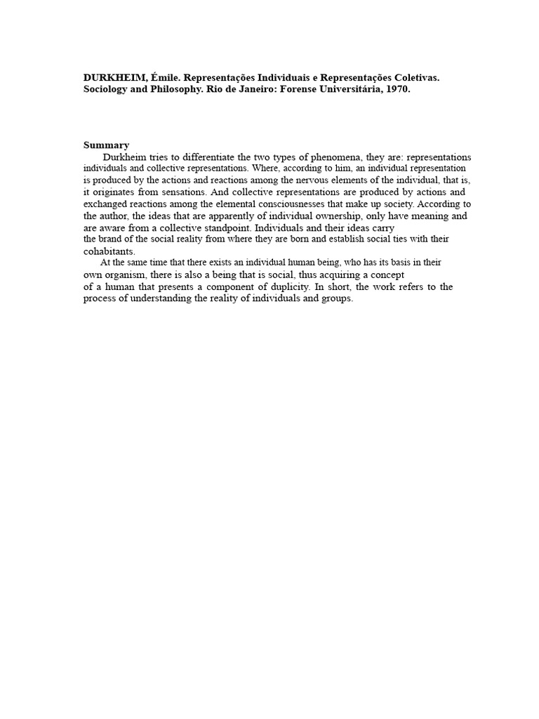 Individual and Collective Representations | PDF