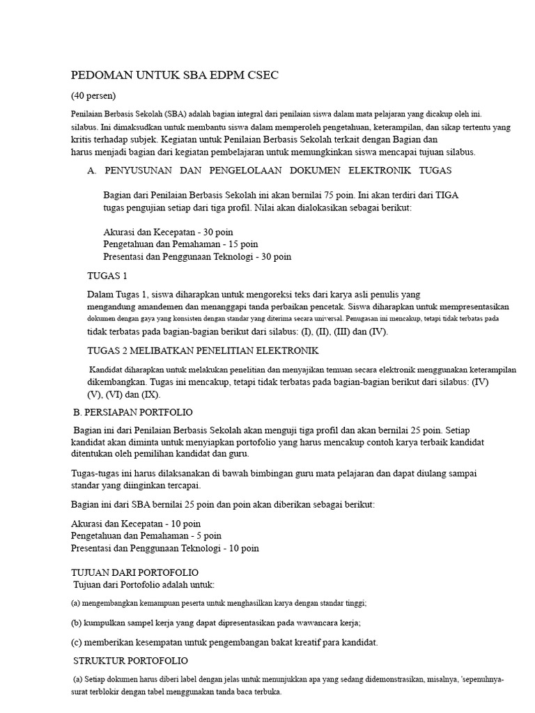 PEDOMAN UNTUK SBA EDPM | PDF