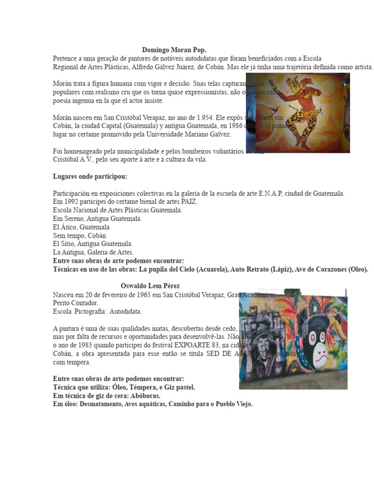 Artistas de San Cristóbal Verapaz | PDF | Guatemala | Pinturas