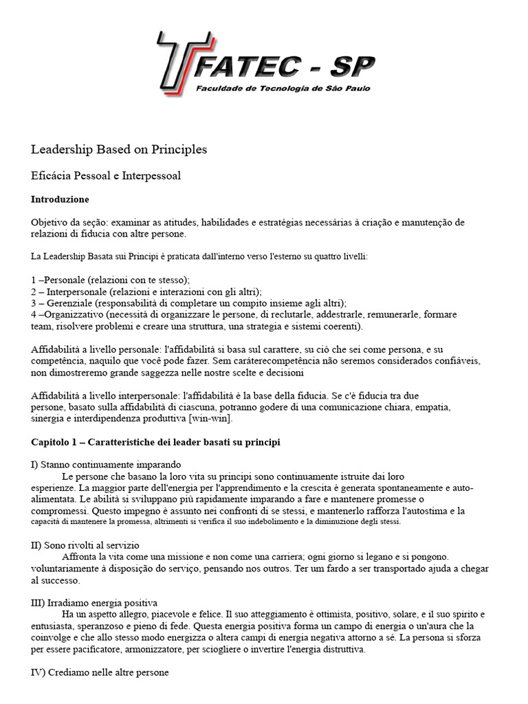 Leadership Based On Principles | PDF