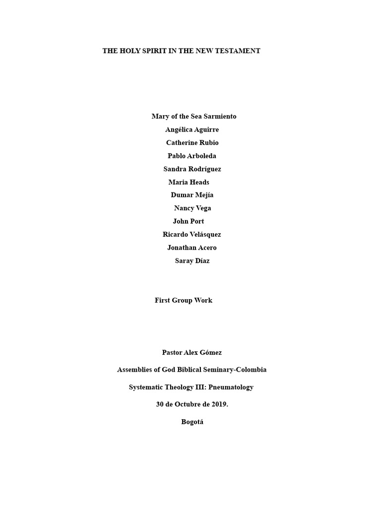The Holy Spirit's Role in the New Testament | PDF | Jesus | Baptism ...