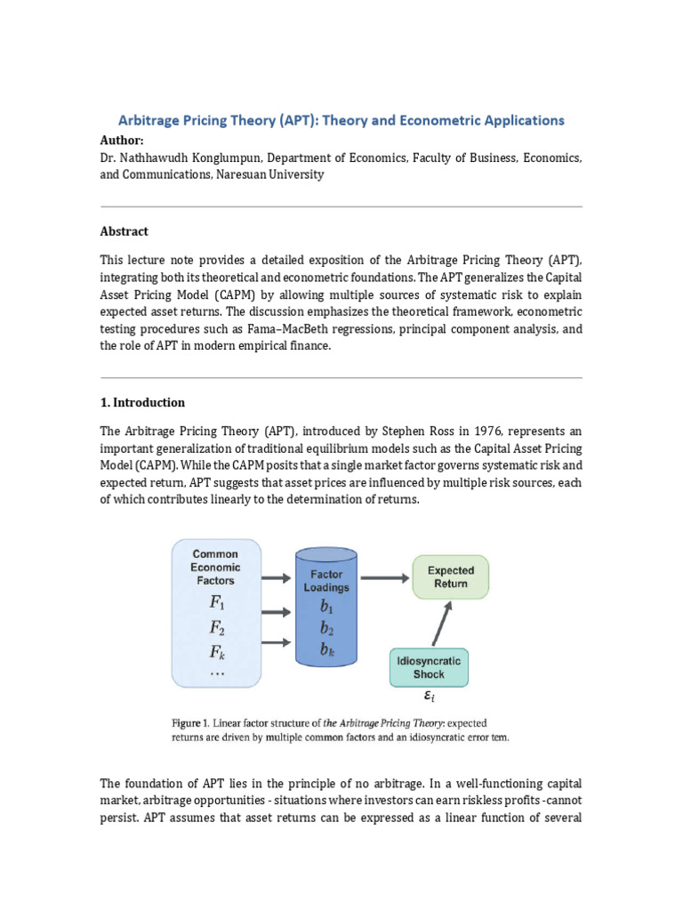 Arbitrage Pricing Theory Explained | PDF | Capital Asset Pricing Model ...
