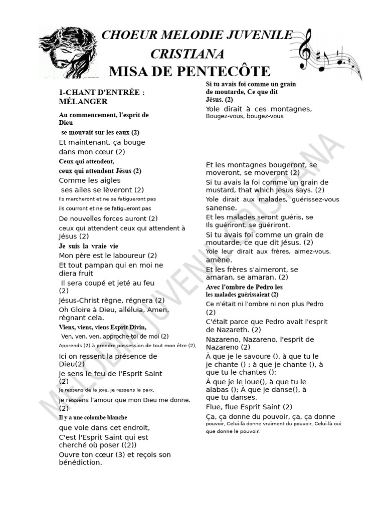 Chants de la Messe de Pentecôte | PDF | Saint-Esprit | Jésus