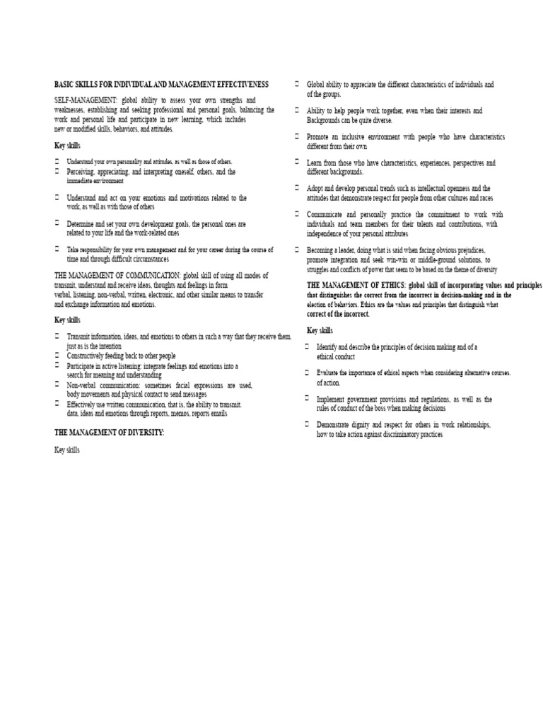 Essential Skills for Management Success | PDF | Communication | Goal