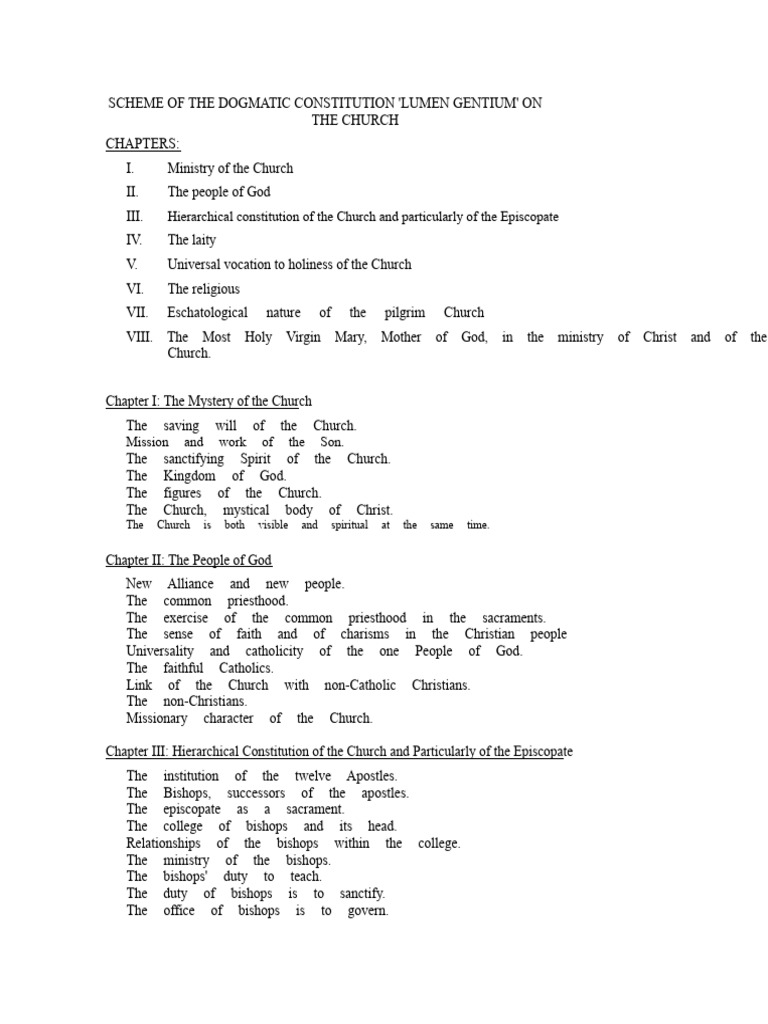 Lumen Gentium Outline | PDF | Catholic Church | Bishop