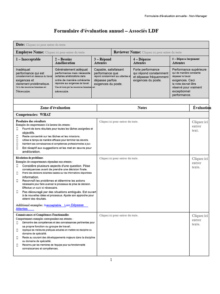 Formulaire d'évaluation annuelle LDF | PDF | Gestion des ressources ...