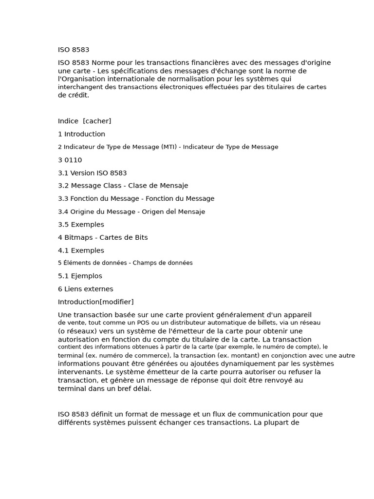 Norme ISO 8583 pour Transactions Électroniques | PDF | Bit | Informatique
