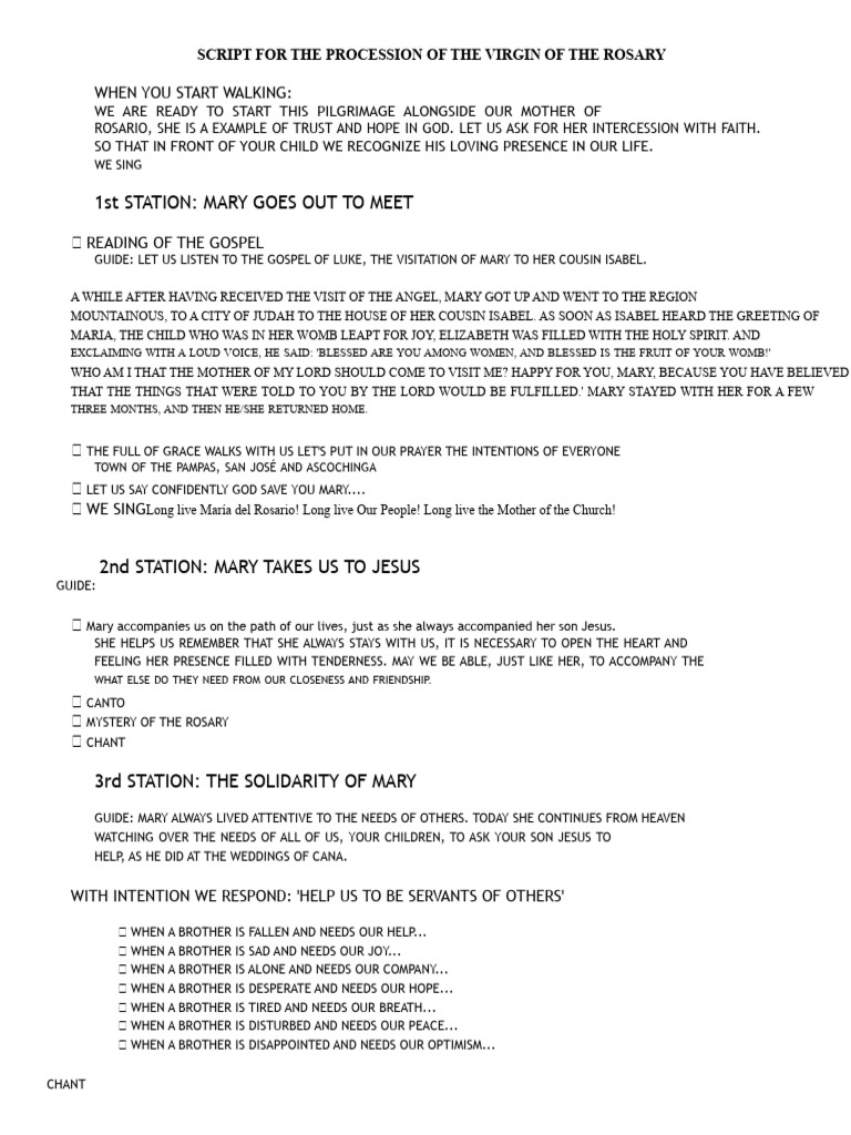 Script For The Procession To Mary of The Rosary. | PDF | Mary, Mother ...