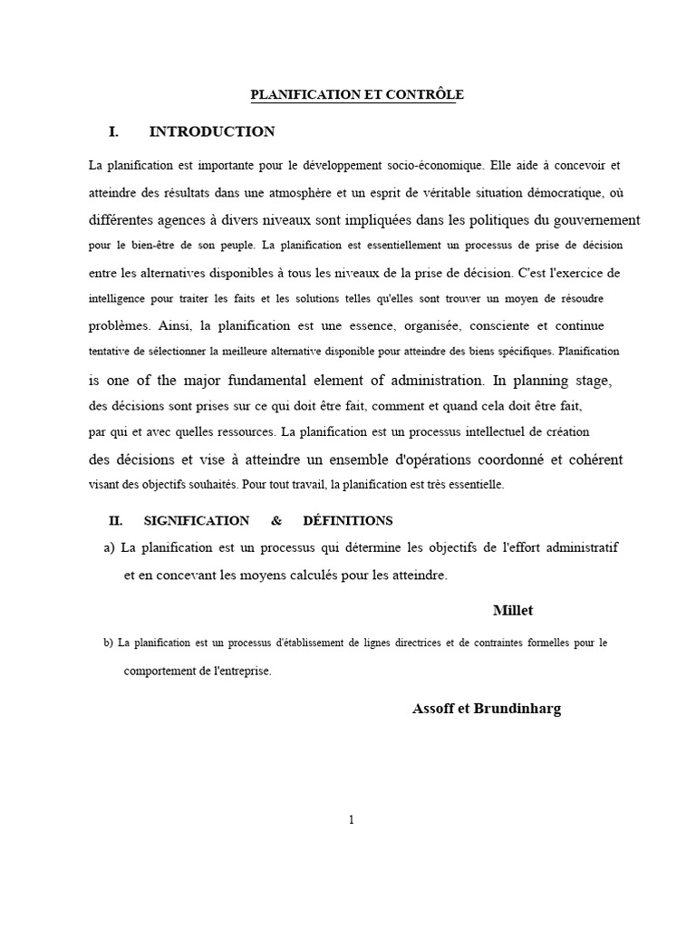Importance et principes de la planification | PDF | Planification ...