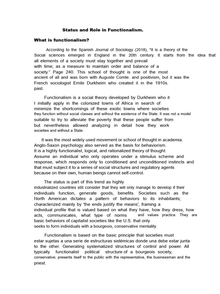 Understanding Functionalism in Society | PDF | Sociology | Society