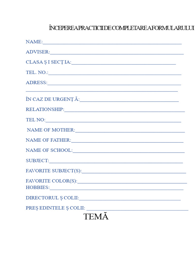 Practica Completării Formularului | PDF