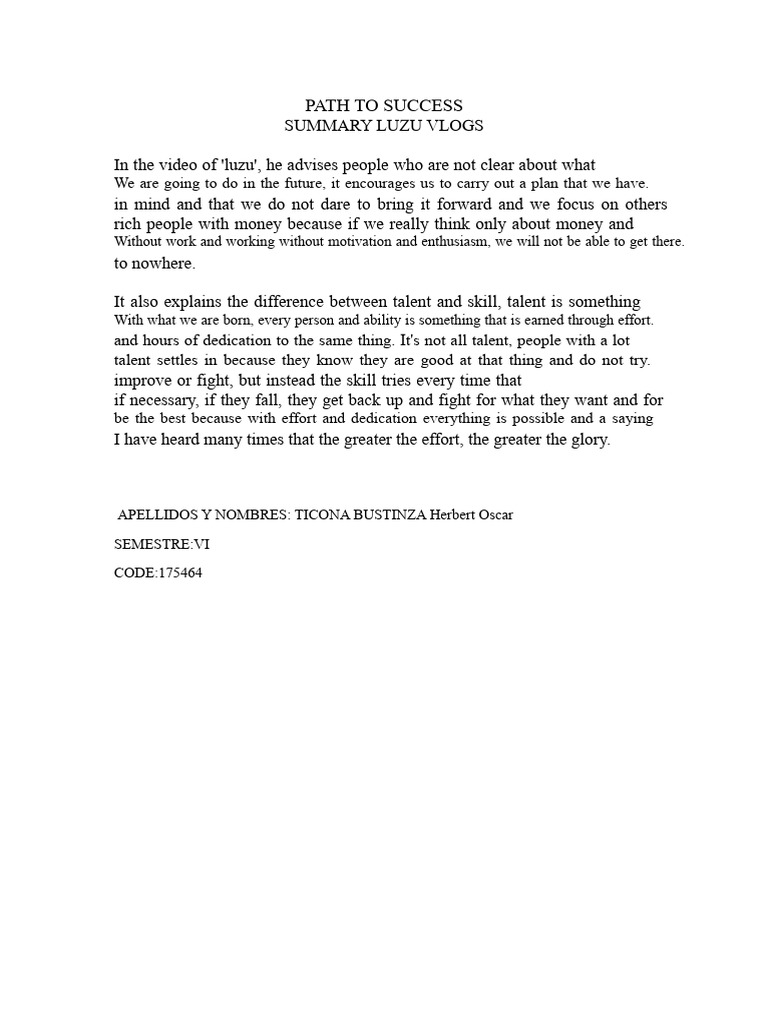 Path To Success (Summary) PDF