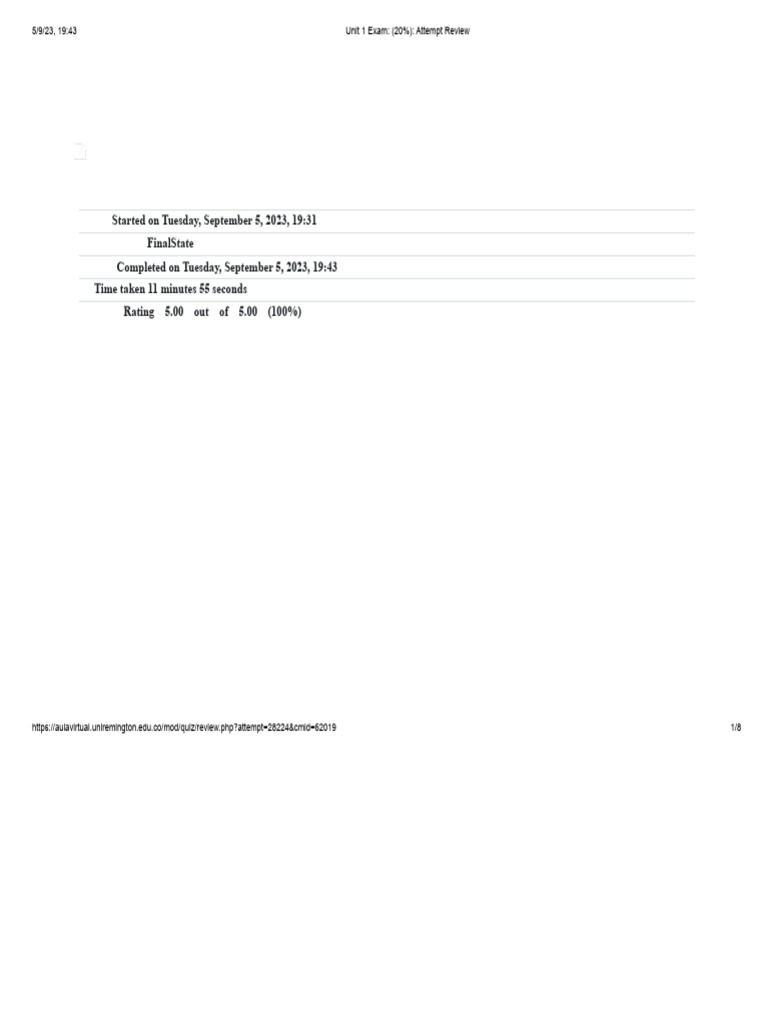 Unit 1 Exam (20%) Review of Attempt | PDF