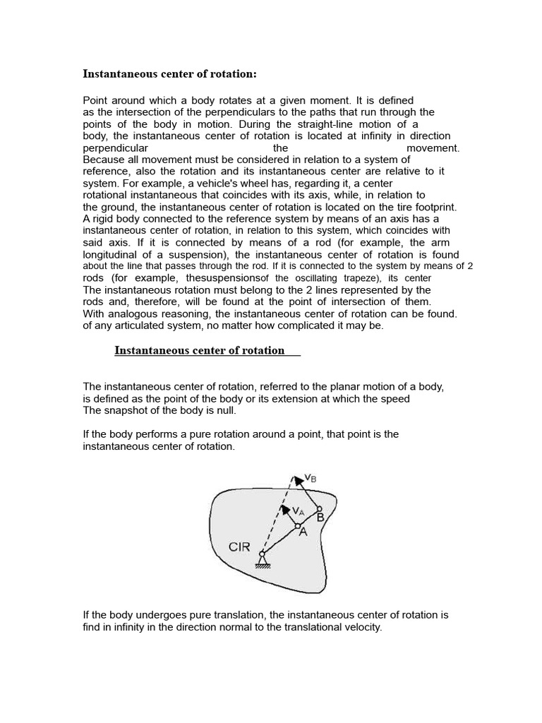 Understanding Instantaneous Center of Rotation | PDF | Rotation ...