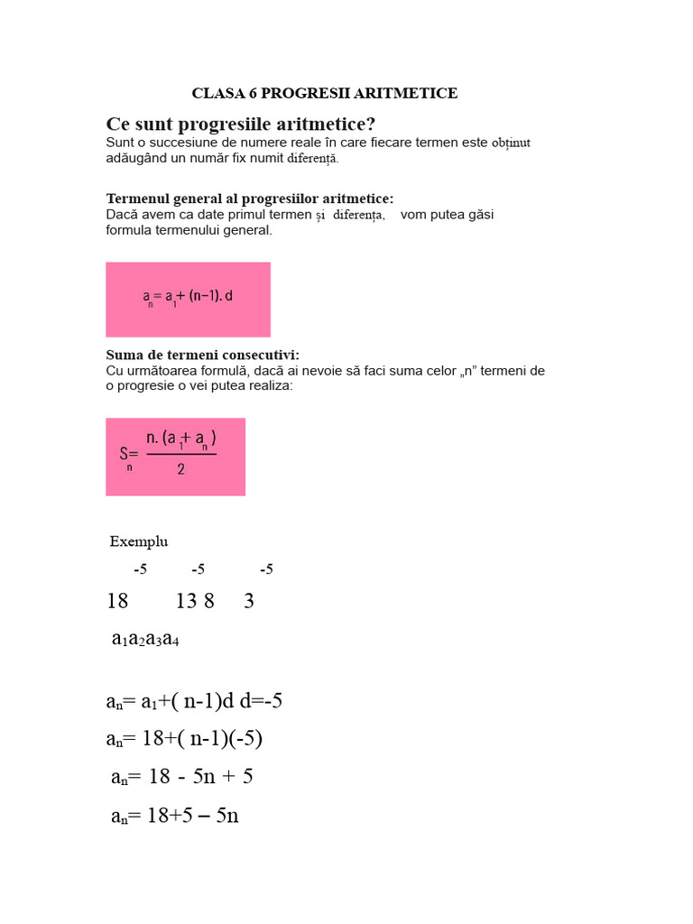 Clasa 6 Progresii Aritmetice | PDF