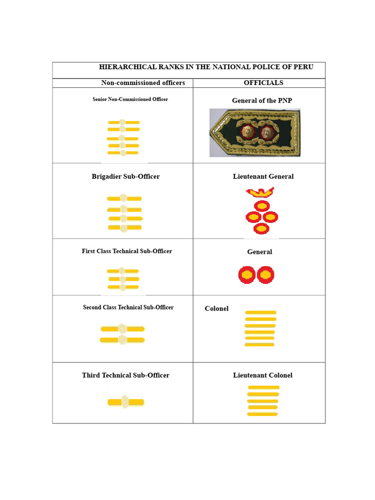 Hierarchical Ranks in Peru's Police and Military | PDF | Lieutenant ...