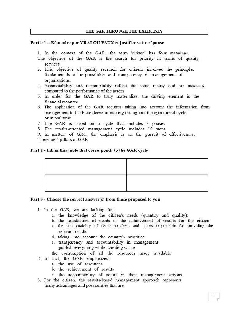 Understanding the GAR Framework | PDF | Evaluation | Accountability