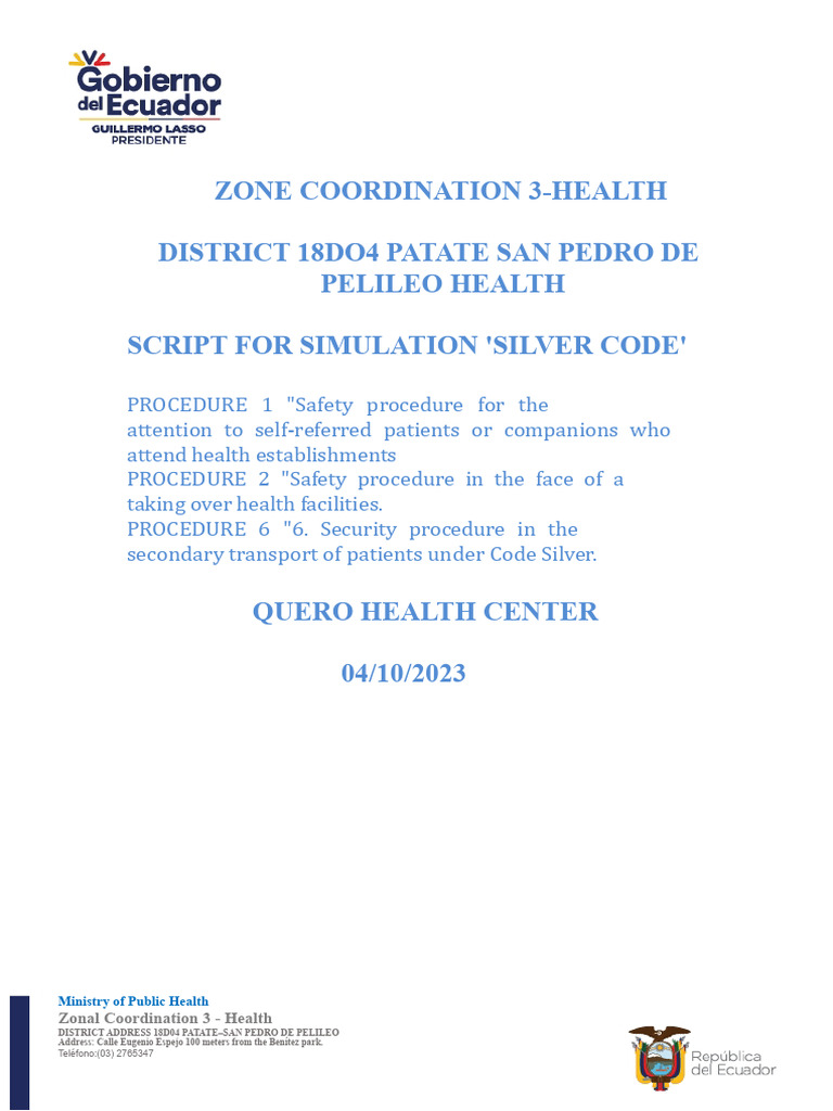 Silver Code Safety Procedures for Health | PDF | Emergency Management
