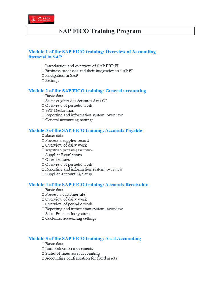 SAP FICO training program | PDF | Accounting | Computing