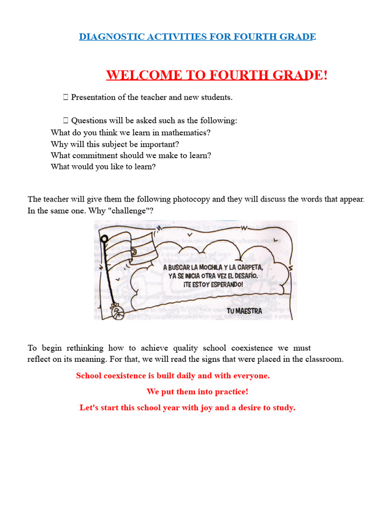 Fourth Grade Diagnostic Activities | PDF | Mathematics | Learning