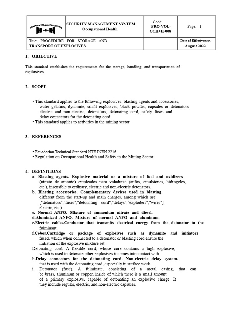 Storage and Transportation Procedure For Explosives | PDF | Materials ...