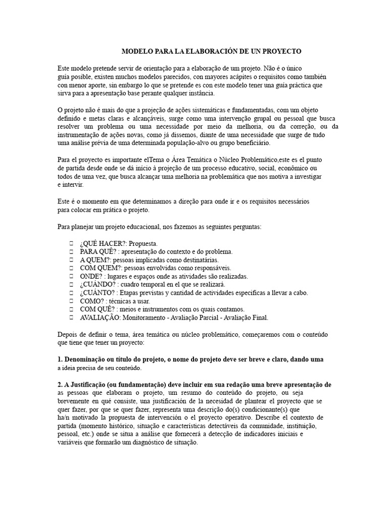 Modelo de Elaboração de Projetos Eficazes | PDF | Orçamento | Metodologia