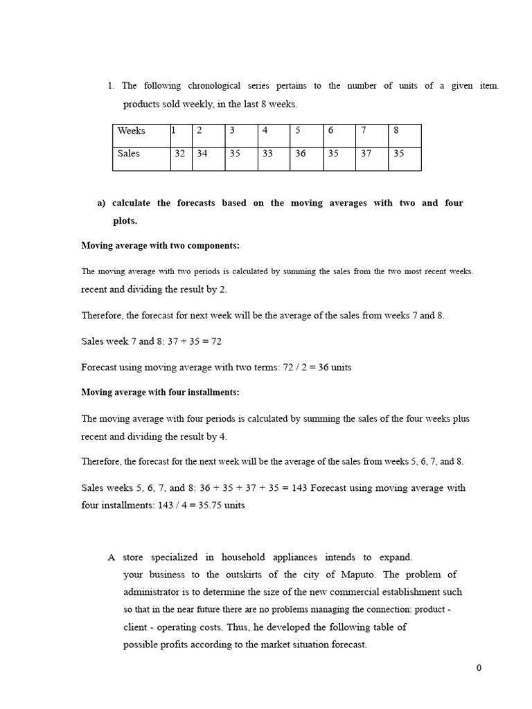 Exercises On QUANTITATIVE METHODS APPLIED TO MANAGEMENT I | PDF ...