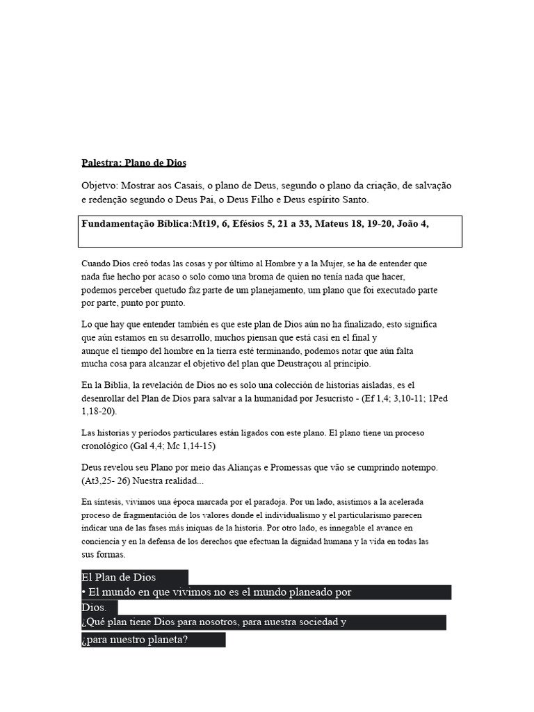 El Plan de Dios para la Humanidad | PDF | Amor | Espiritualidad
