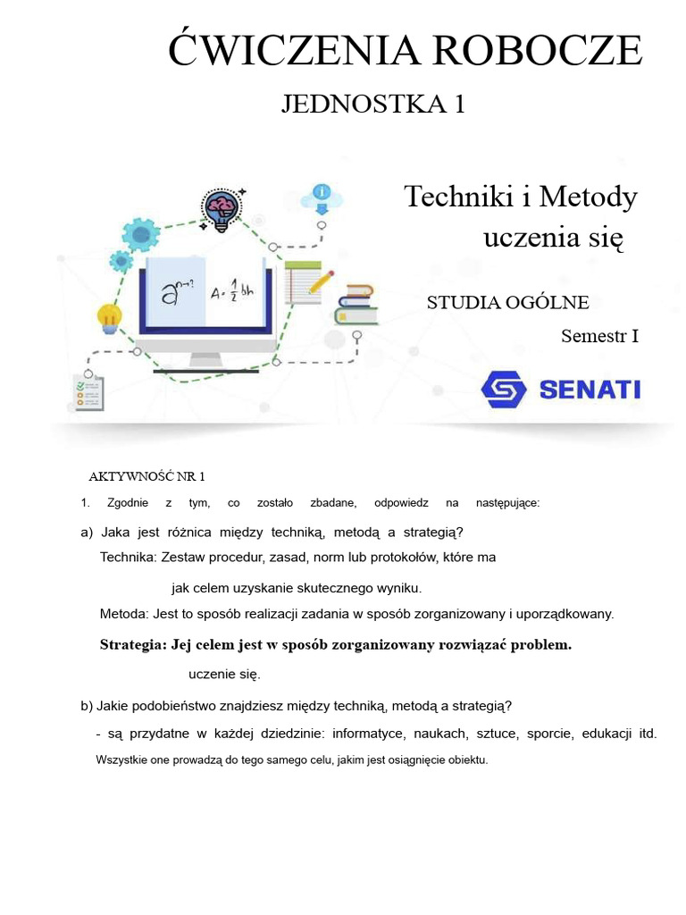 Techniki Uczenia Się PODRĘCZNIK 1 | PDF