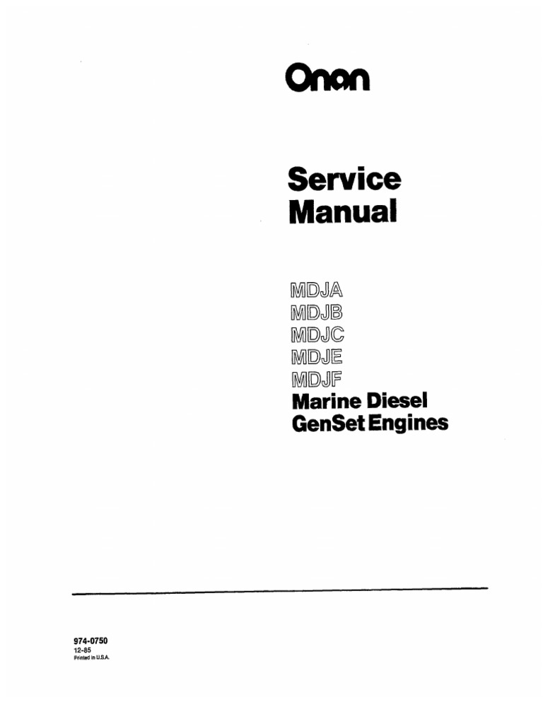 Manual de Servicio Onan MDJA MDJB MDJC MDJE MDJF Motores Generadores ...