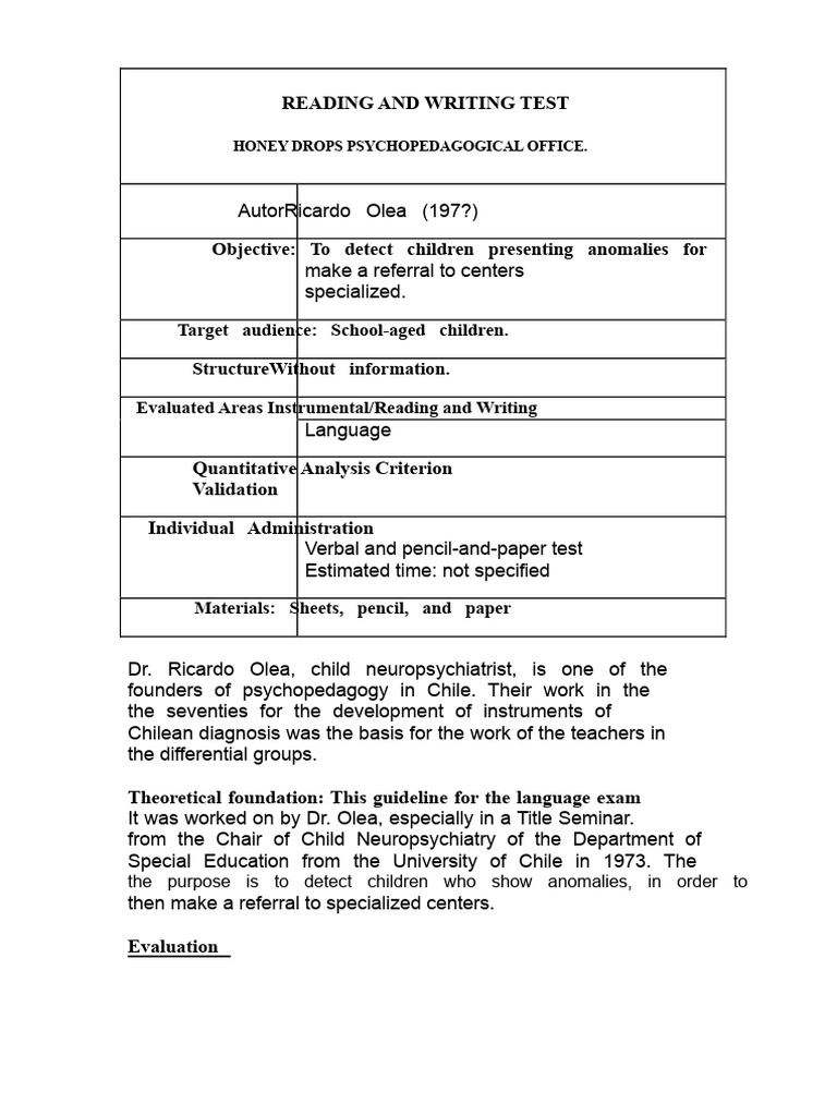 Reading and Writing Assessment Tool | PDF | Syllable | Literacy