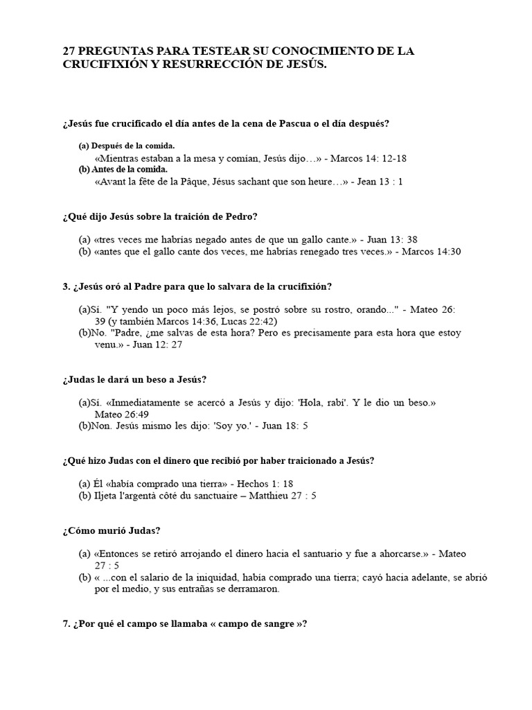 Preguntas sobre la Crucifixión y Resurrección de Jesús | PDF | Jesús ...