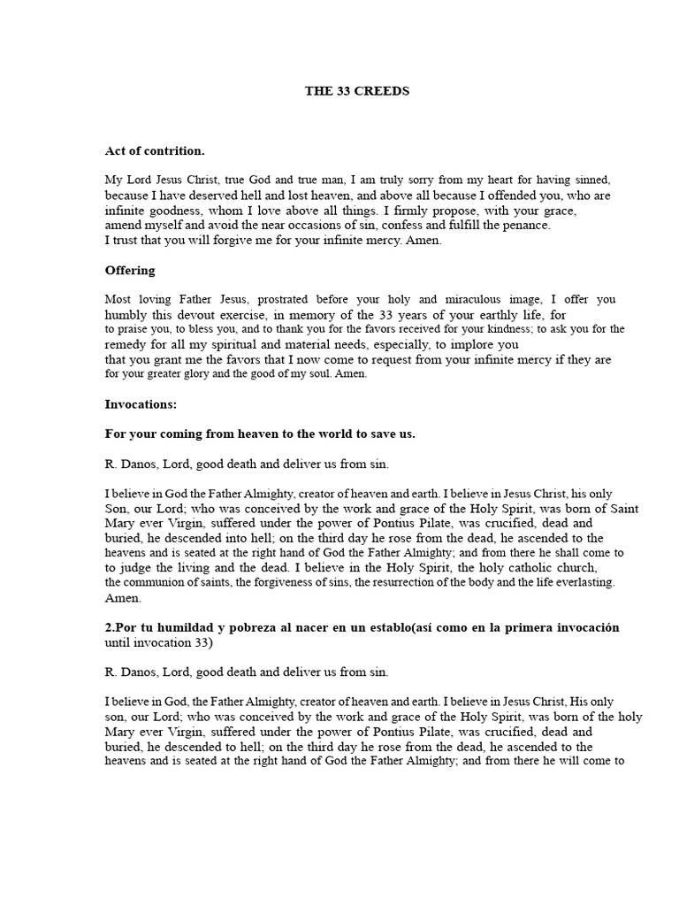 33 Creeds: Prayers and Invocations | PDF | God The Father ...
