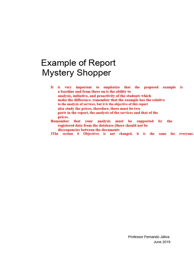 Example of Mystery Shopper Report | PDF | Human Communication ...