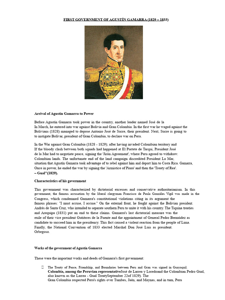 Gamarra's First Government (1829-1833) | PDF | Bolivia | South America