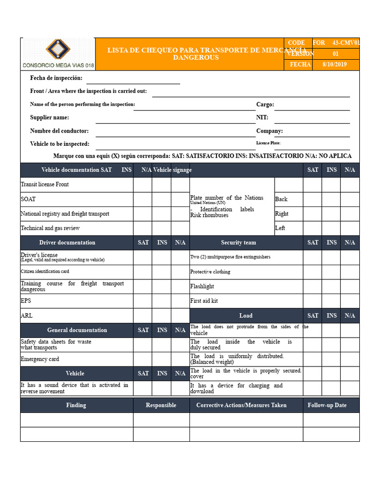 Dangerous Goods Transport Checklist | PDF | Dangerous Goods | Vehicles