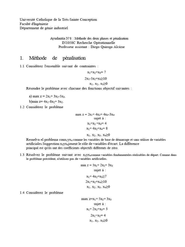 Problèmes de programmation linéaire et méthodes | PDF | Optimisation ...