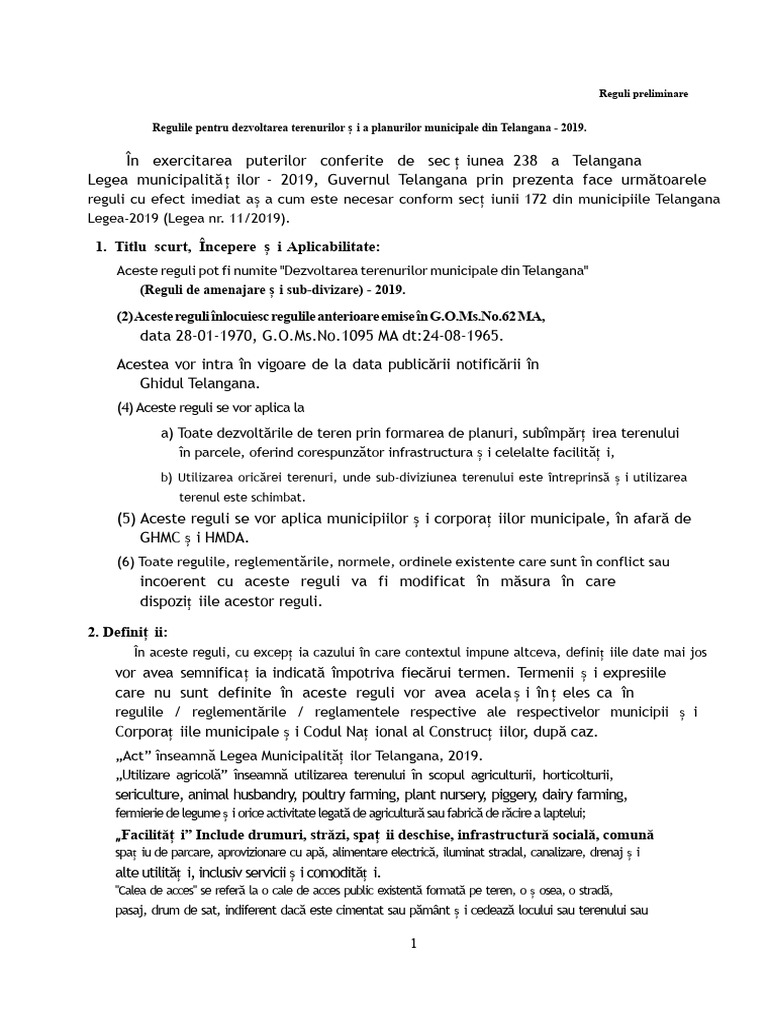 Reguli de Layout Telangana | PDF