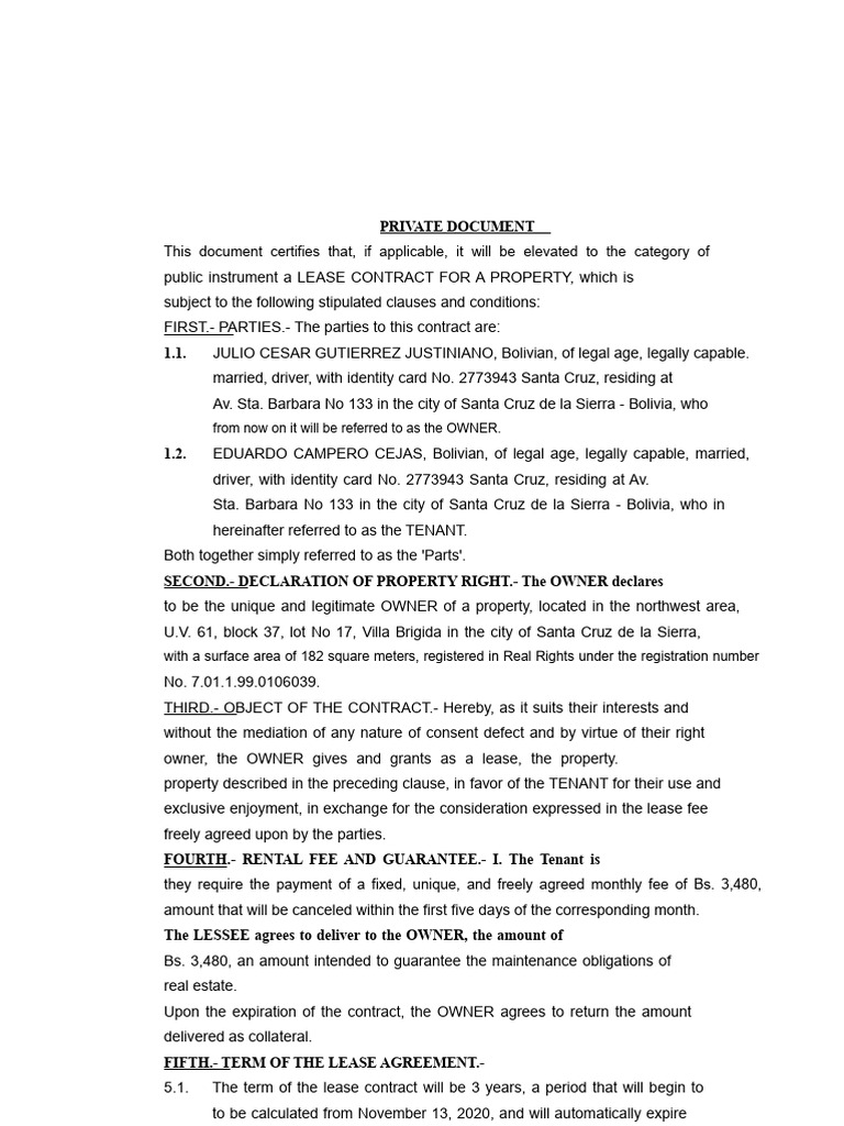 Lease Contract for Santa Cruz Property | PDF | Lease | Common Law