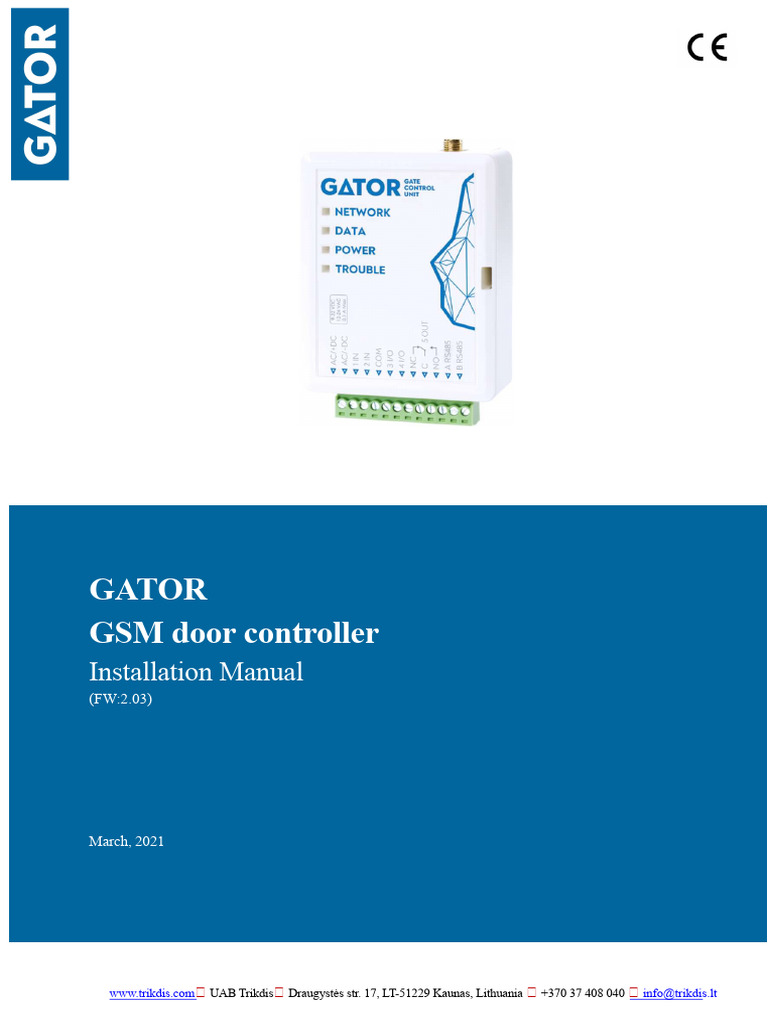 GATOR GSM Door Controller Manual | PDF | Computer Engineering | Computing