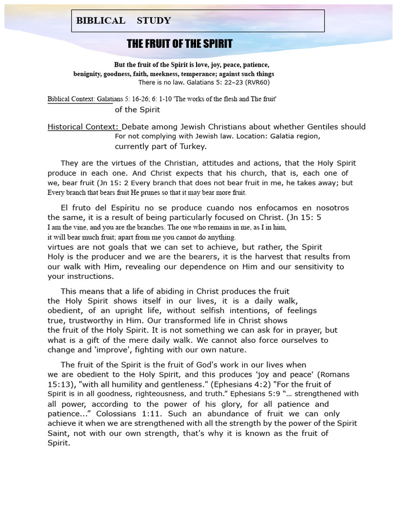 Understanding the Fruit of the Spirit | PDF | Fruit Of The Holy Spirit ...