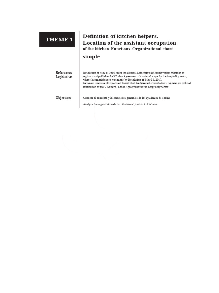 Kitchen Assistants: Roles and Regulations | PDF | Menu | Employment