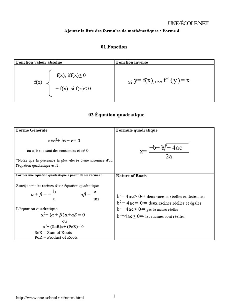 Formules Mathématiques Essentielles | PDF | Fonction trigonométrique ...